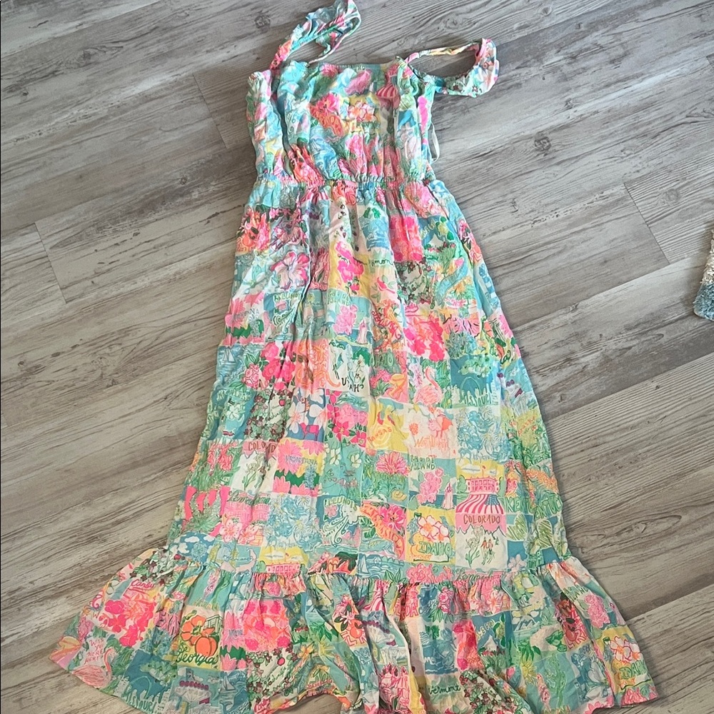 Lilly Pulitzer State of Mind Colorful Patchwork Midi/Maxi Dress Medium